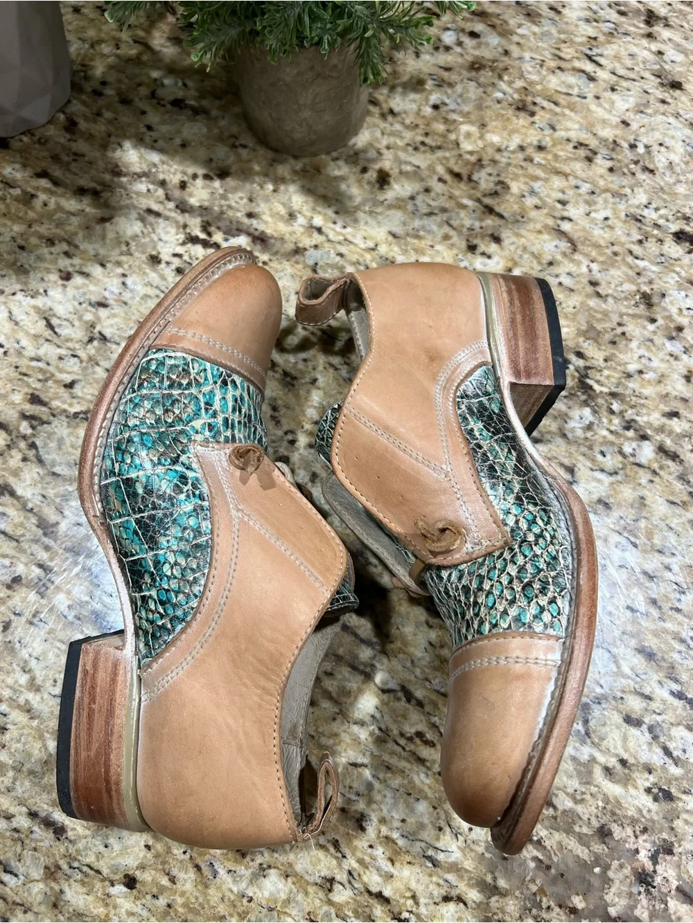Freebird Mabel Turqouise Multi Leather Snakeskin Oxford Shoes 8